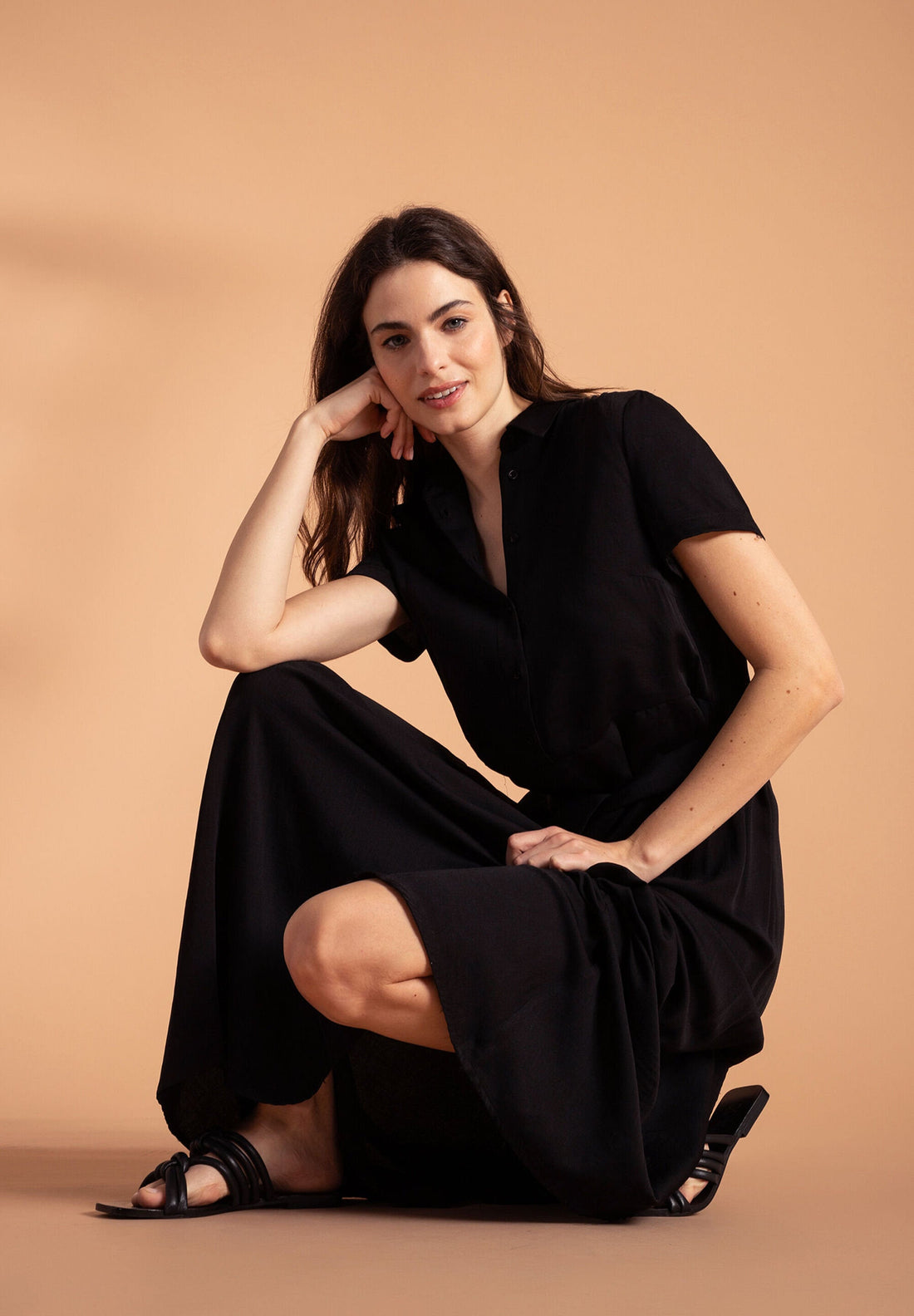 More & More_Black Long Shirt Dress_51023055_0790_02