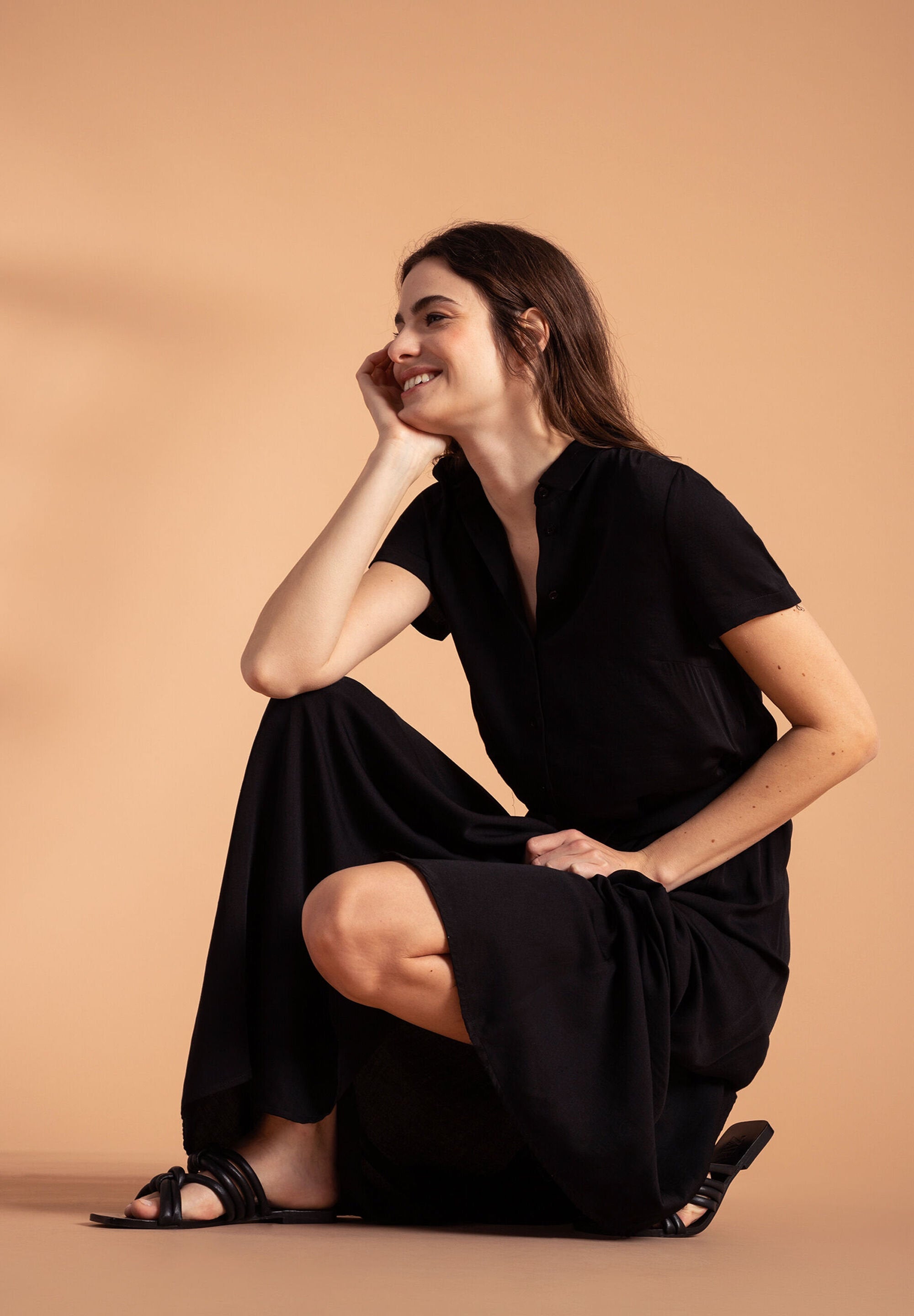 More & More_Black Long Shirt Dress_51023055_0790_03
