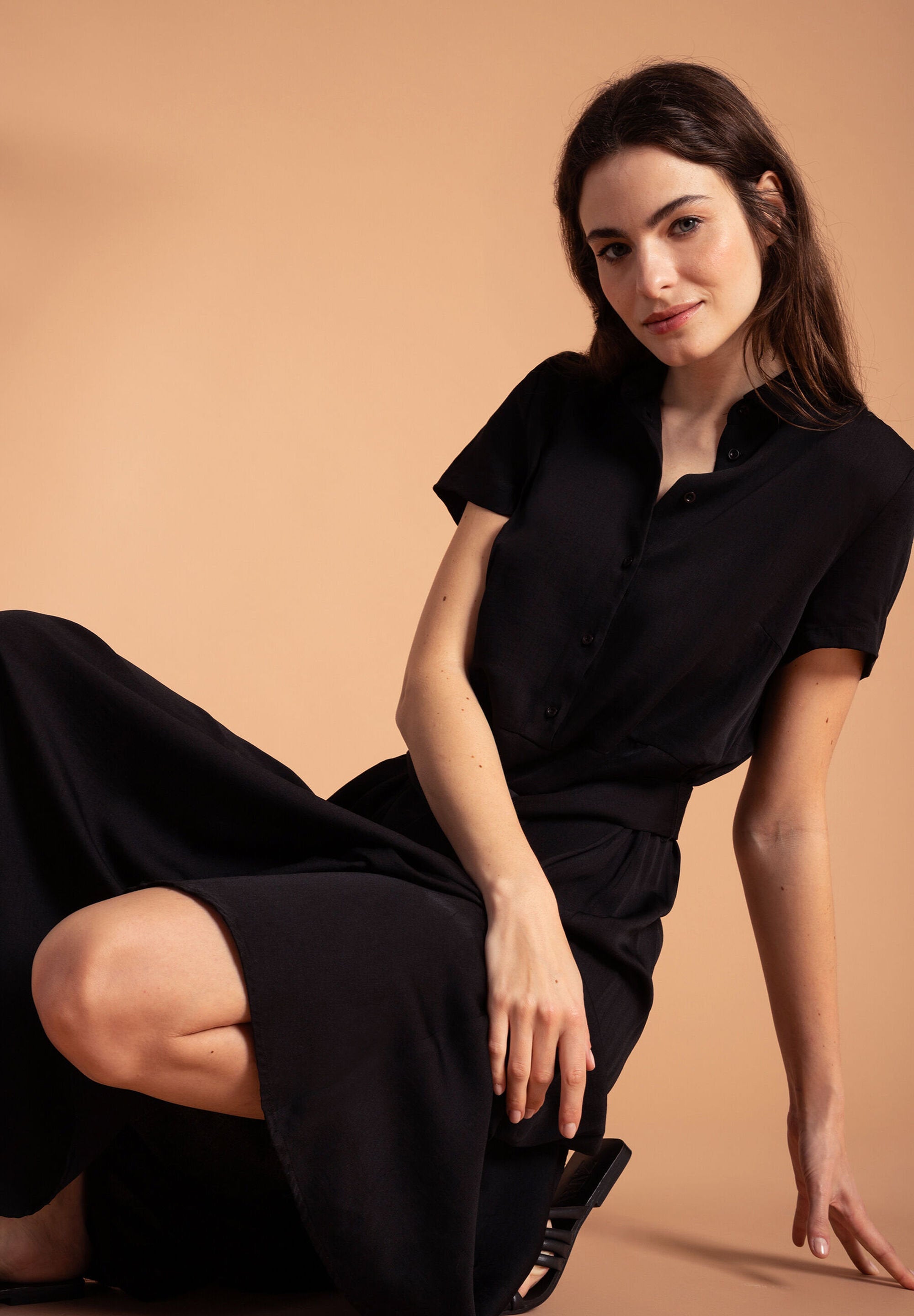 More & More_Black Long Shirt Dress_51023055_0790_04