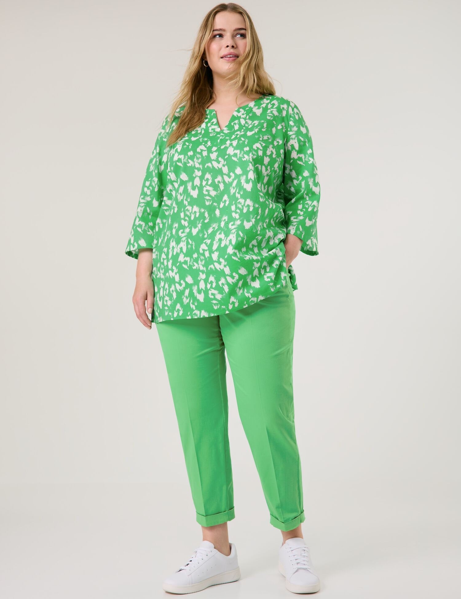 Samoon_Cotton Voile Tunic with 3/4-Length Sleeves_660649-21139_5752_07