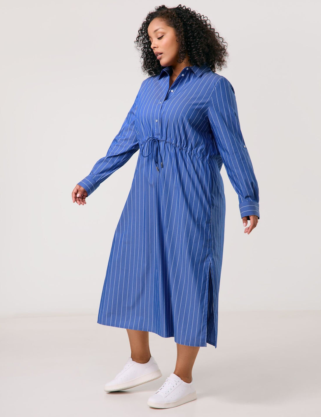 Samoon_Cotton Dress with a Striped Pattern and Drawstring_680607-21126_8962_02