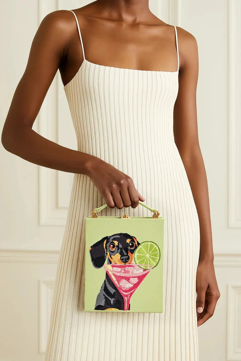 JW PEI_Light Green_Taya Wine Glass Embroidery Pattern Book Shape Clutch Bag - Light Green_7866_335_02