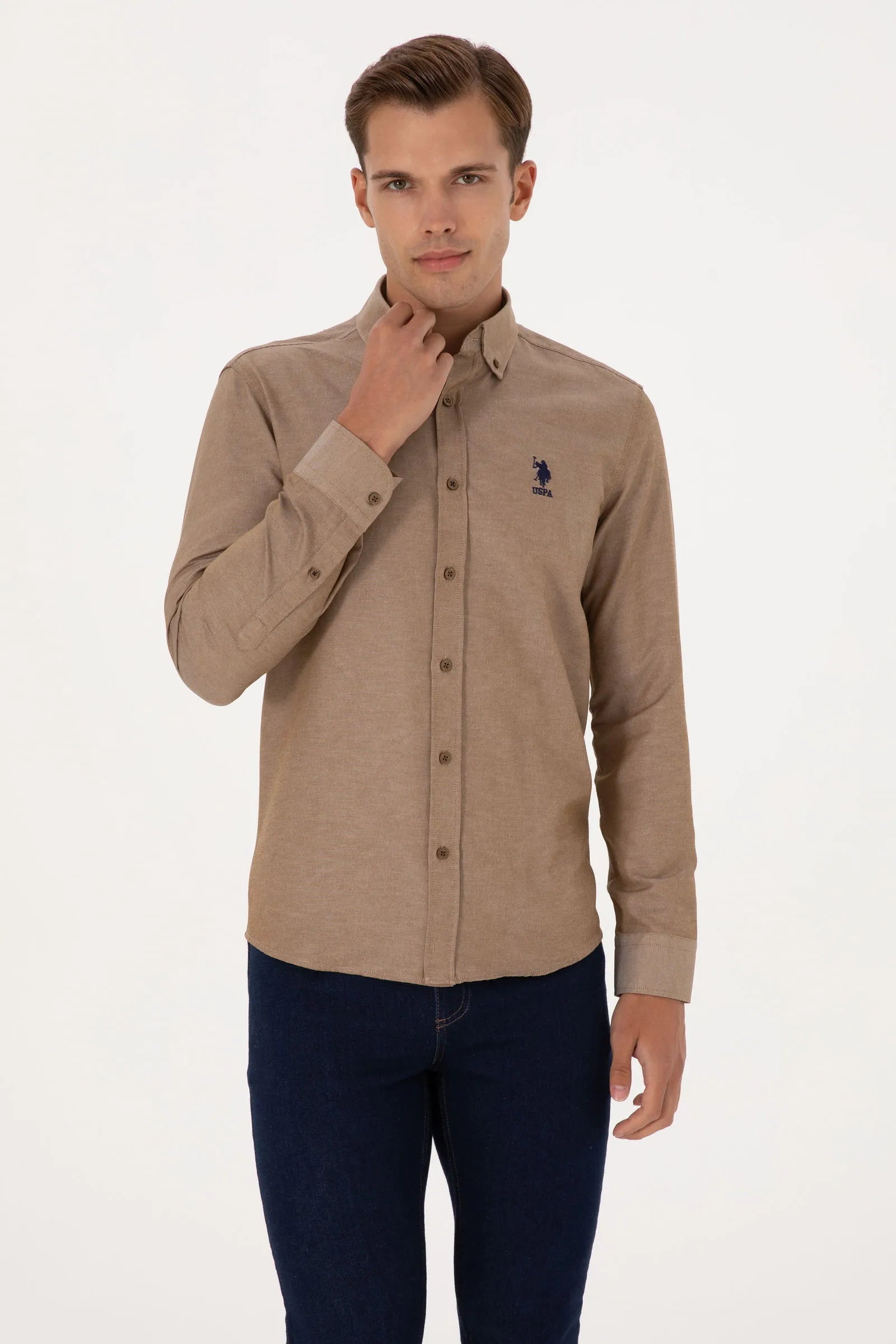 U.S. Polo Assn._Army Green_Woven Shirt Basic_G081GL0040 2225582_VR027_01