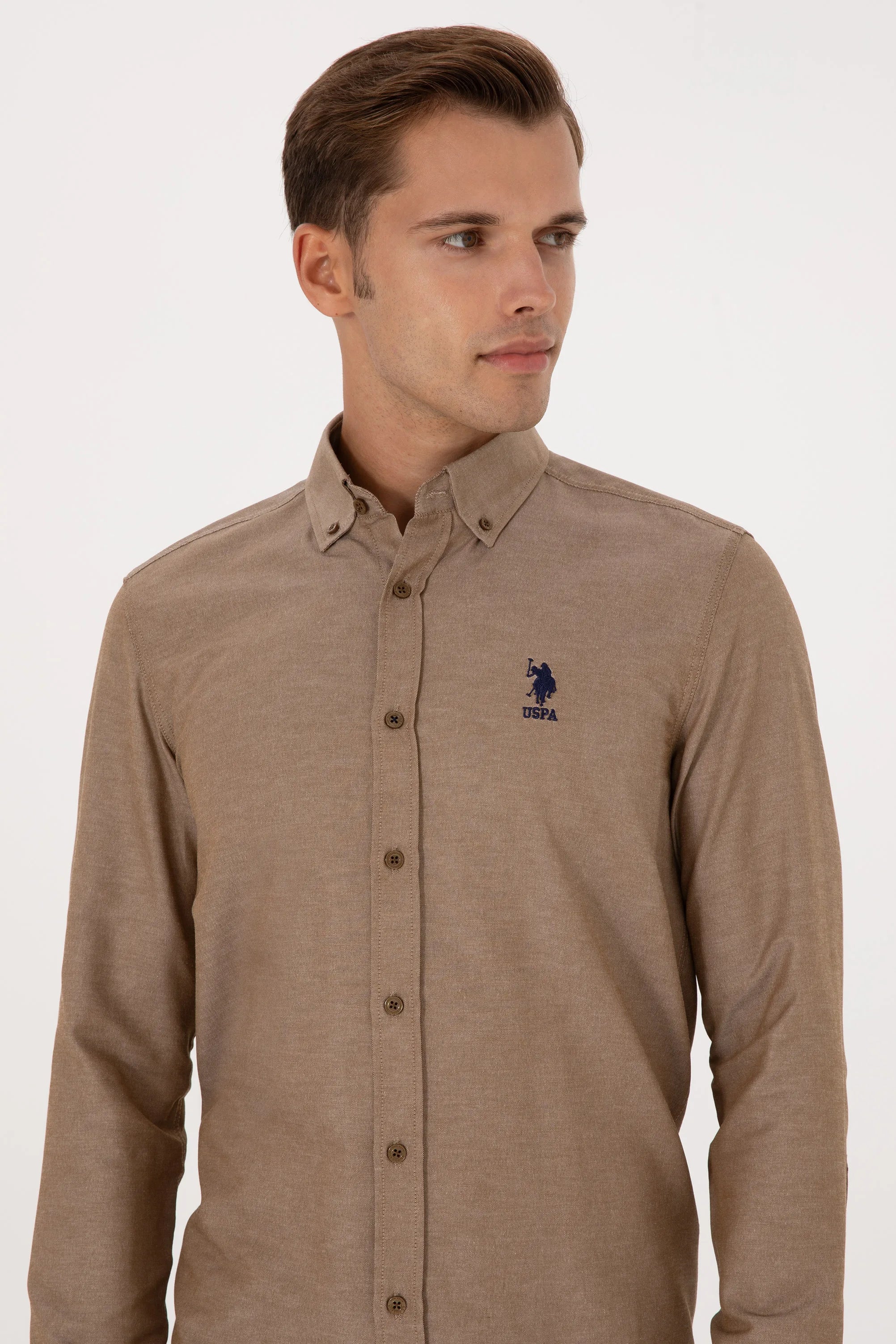 U.S. Polo Assn._Army Green_Woven Shirt Basic_G081GL0040 2225582_VR027_02