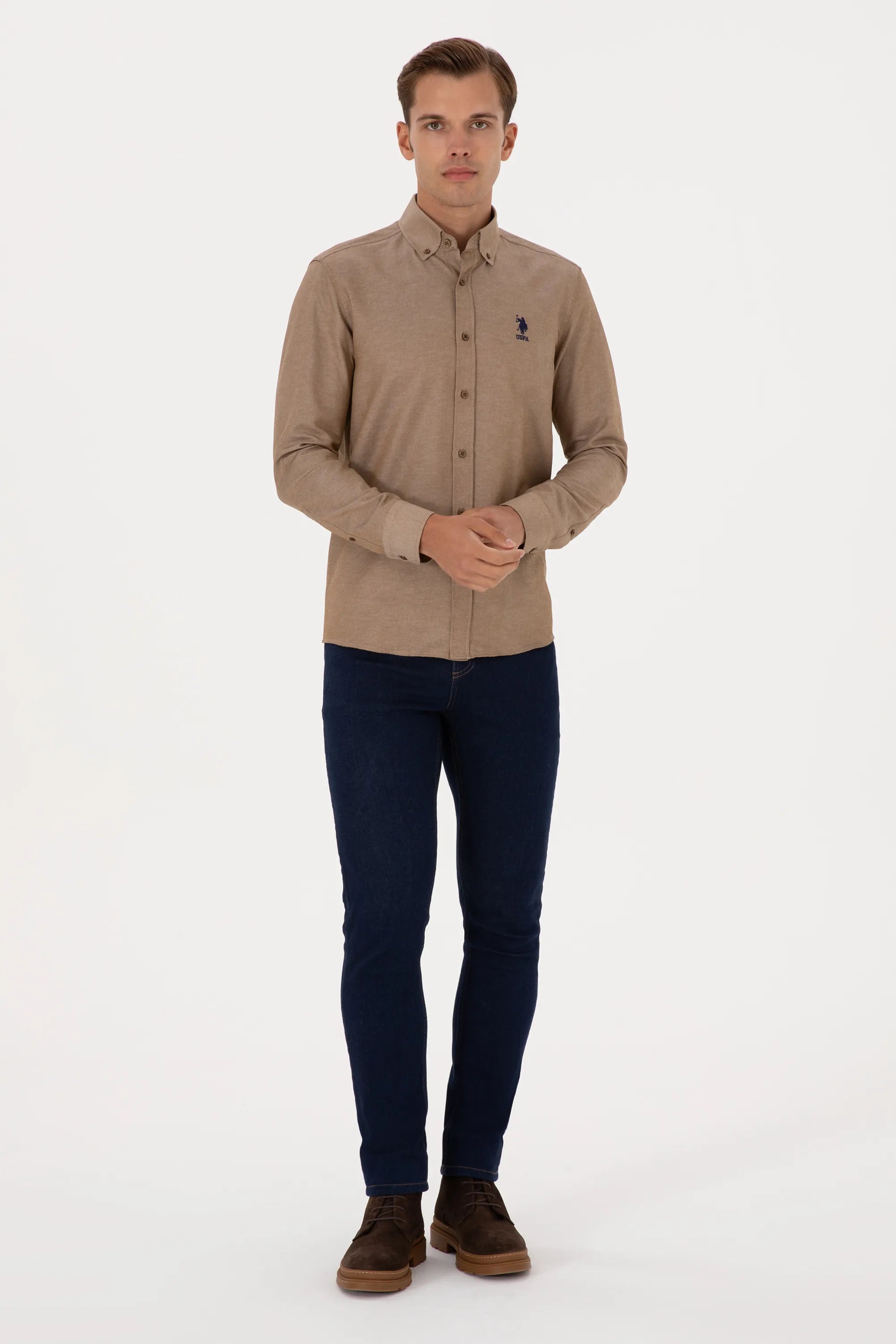 U.S. Polo Assn._Army Green_Woven Shirt Basic_G081GL0040 2225582_VR027_04