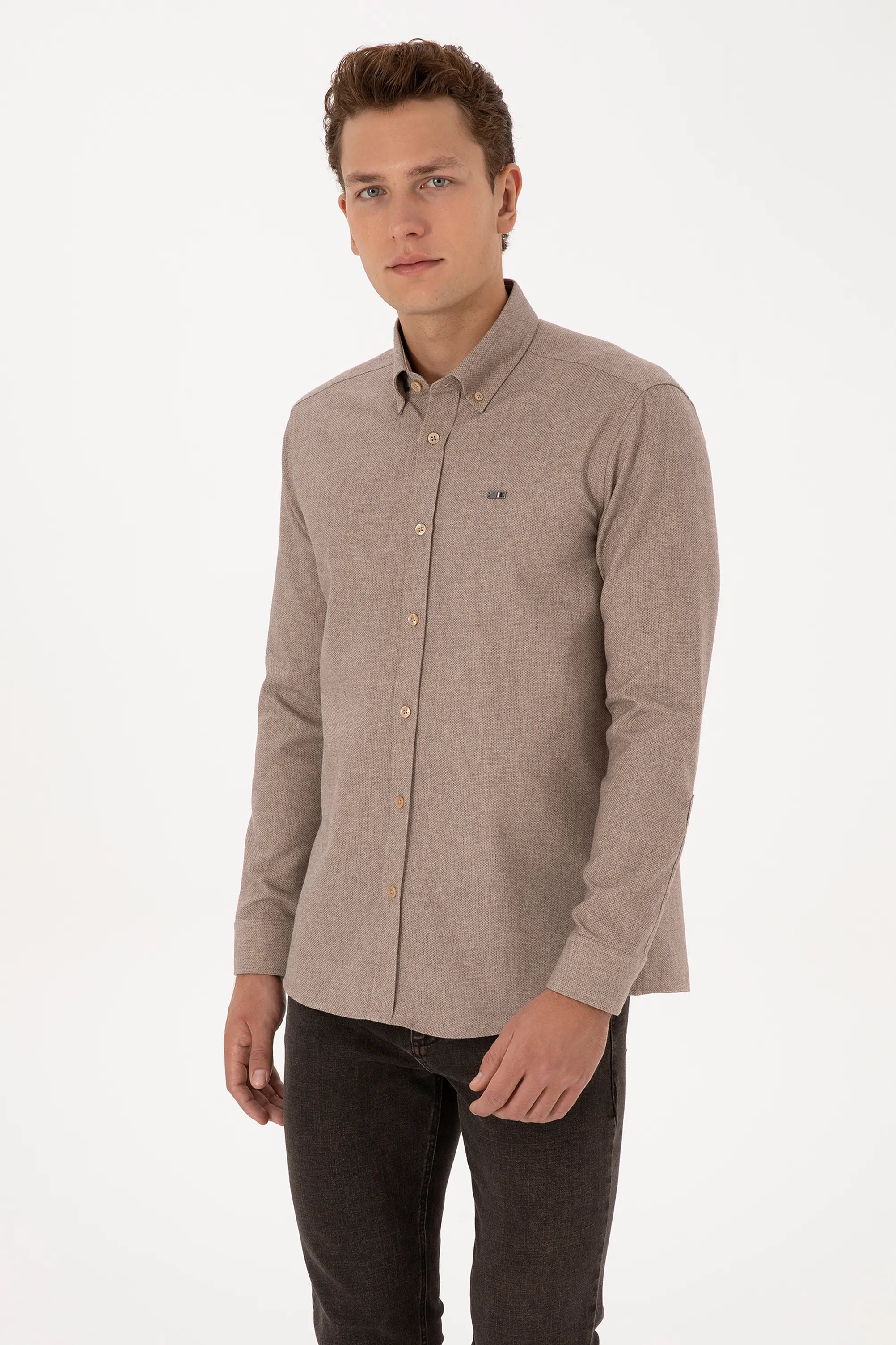 U.S. Polo Assn._Camel_Woven Shirt_G081GL0040 2332993_VR015_03