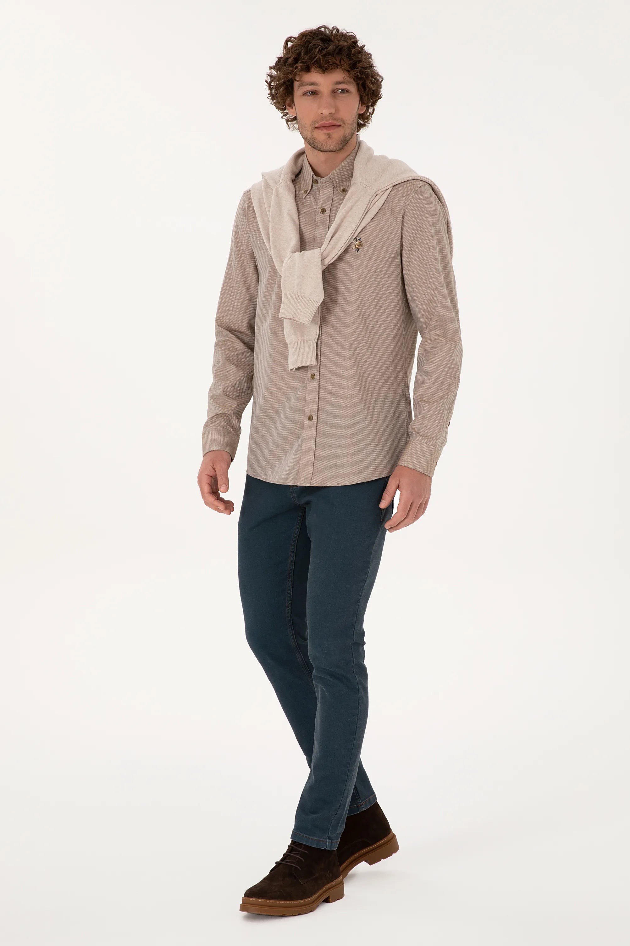 U.S. Polo Assn._Army Green_Woven Shirt Basic_G081SZ0040 2225619_VR027_04