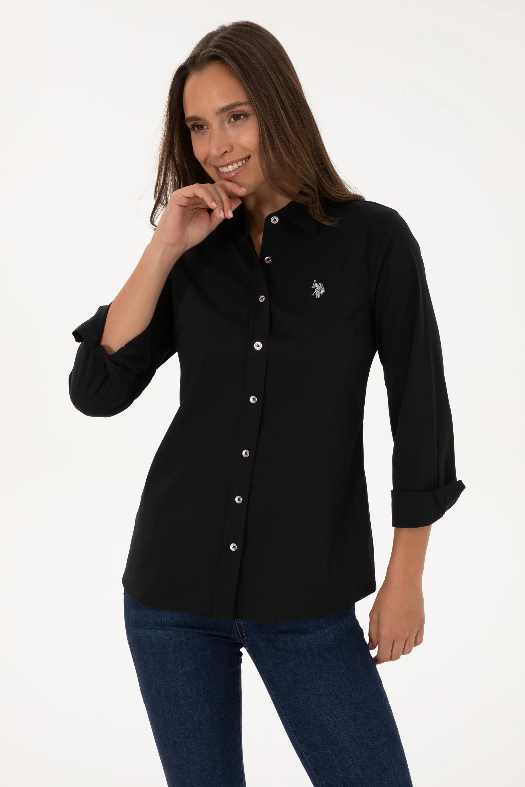 U.S. Polo Assn._Black_Woven Shirt Basic_G082SZ0040 2230190_VR046_03