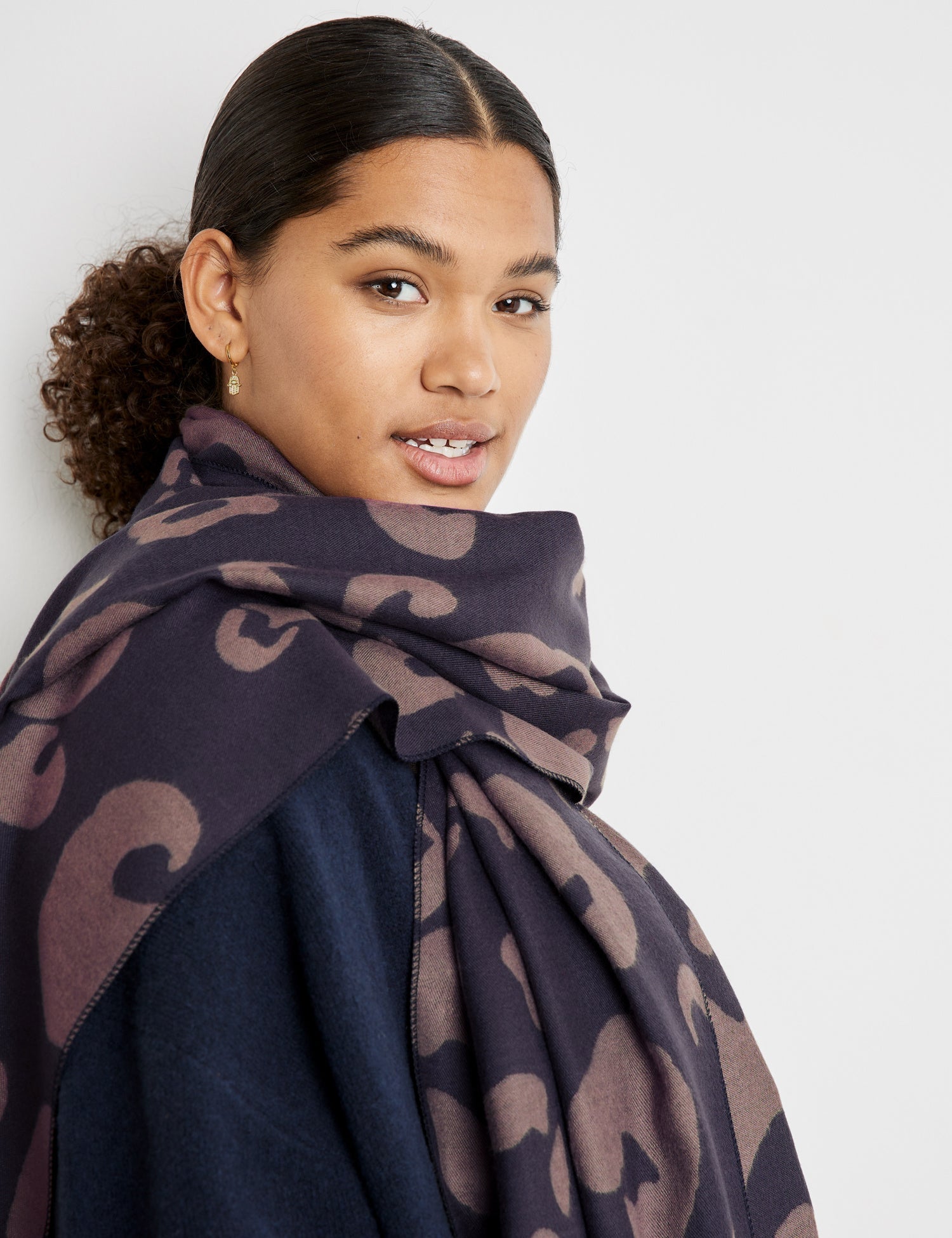 Dark Blue Animal Print Scarf