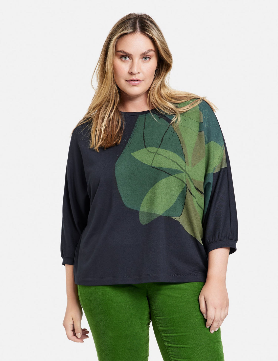 Dark Blue 3/4 Sleeve Oversized Shirt