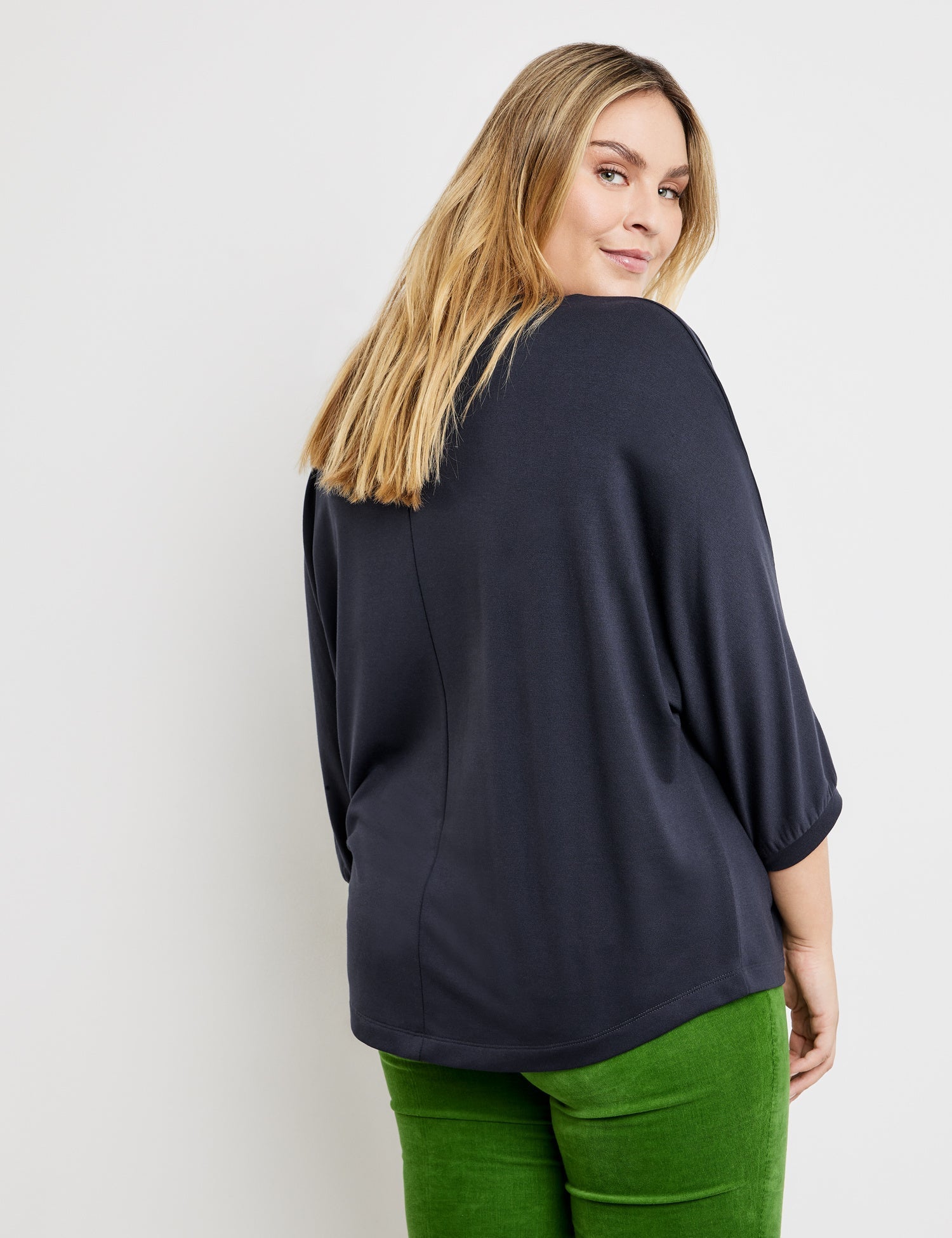 Dark Blue 3/4 Sleeve Oversized Shirt