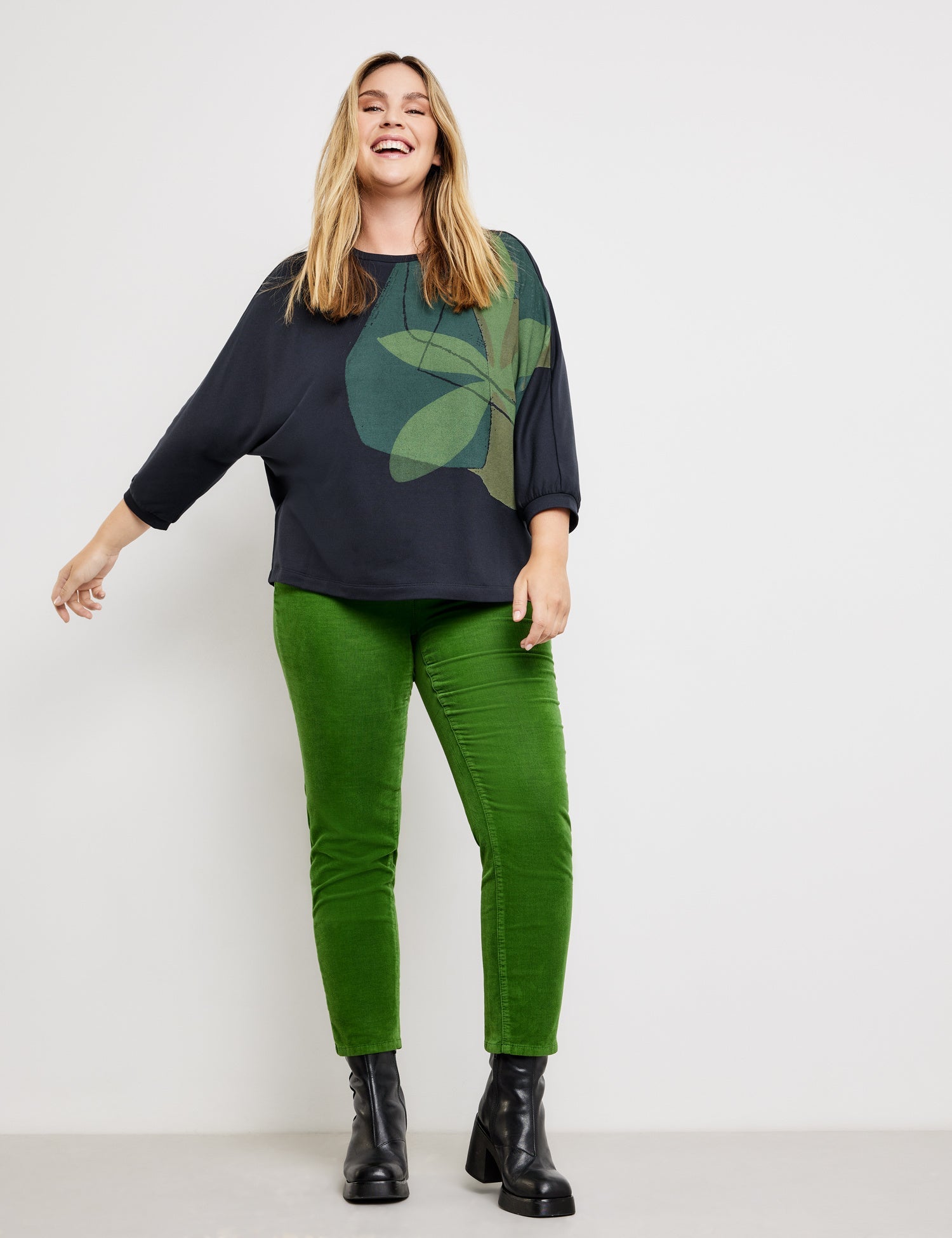 Dark Blue 3/4 Sleeve Oversized Shirt