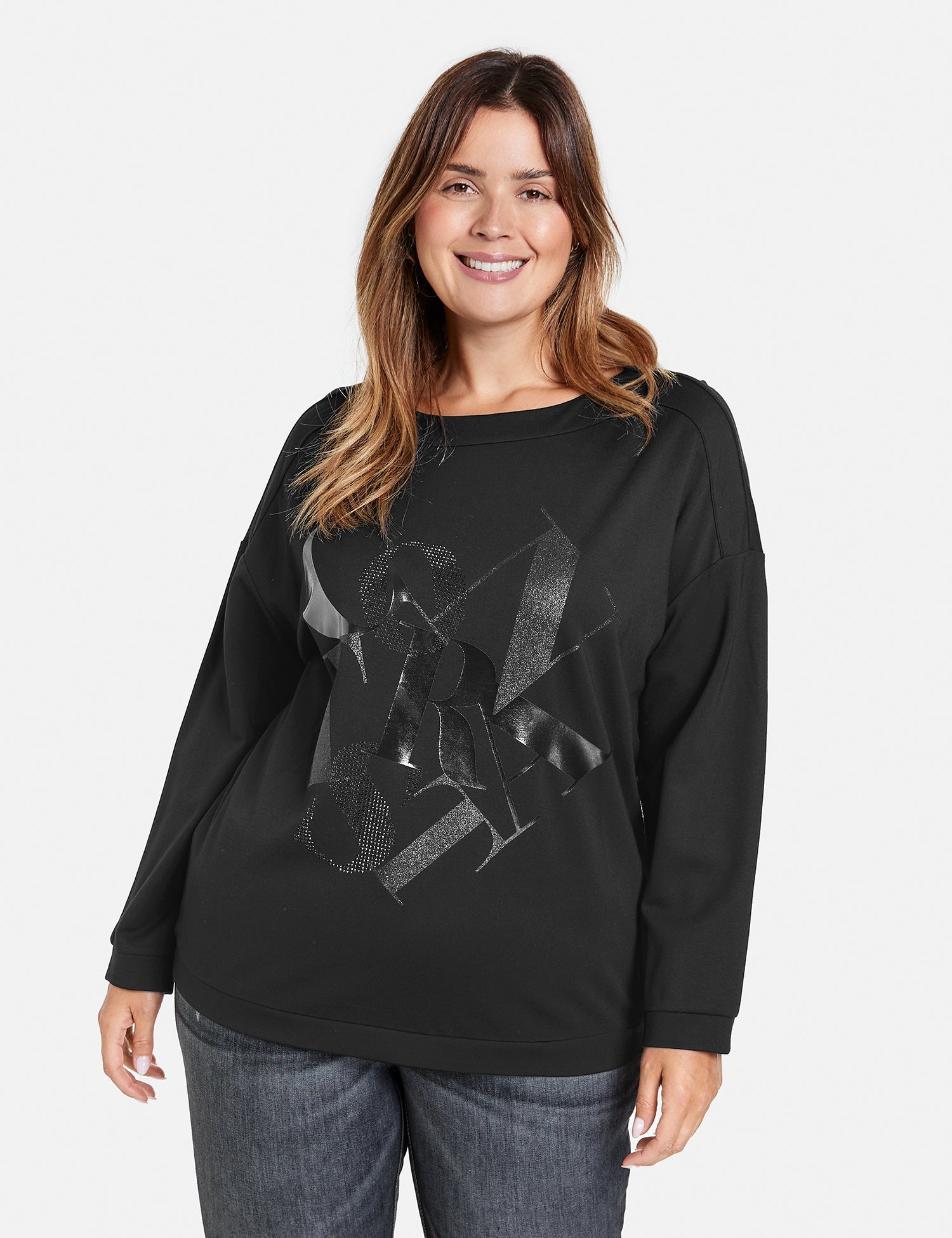 Black Sweatshirt With Printed Lettering