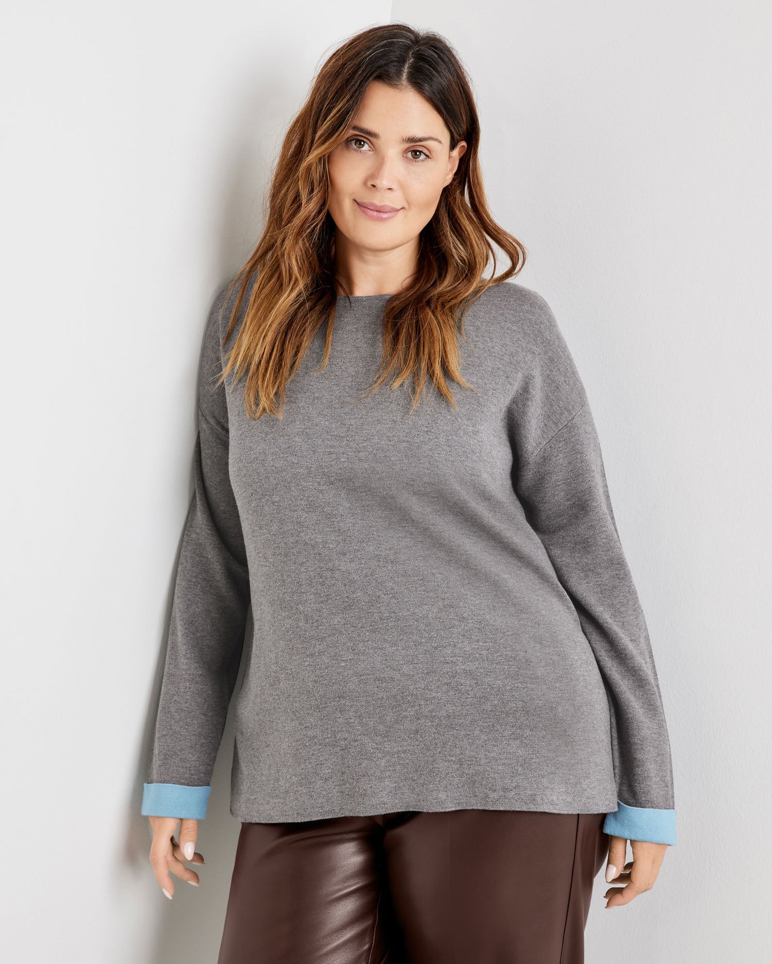 Dark Grey Jumper With A Double-Faced Finish