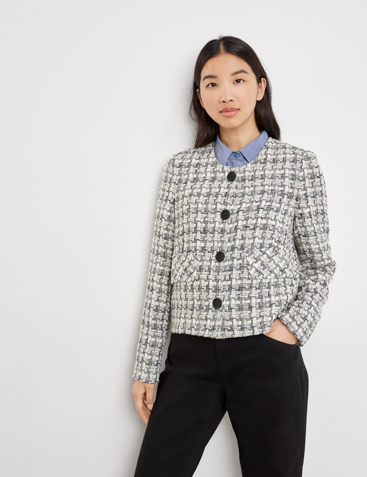 Beige Checkered Blazer