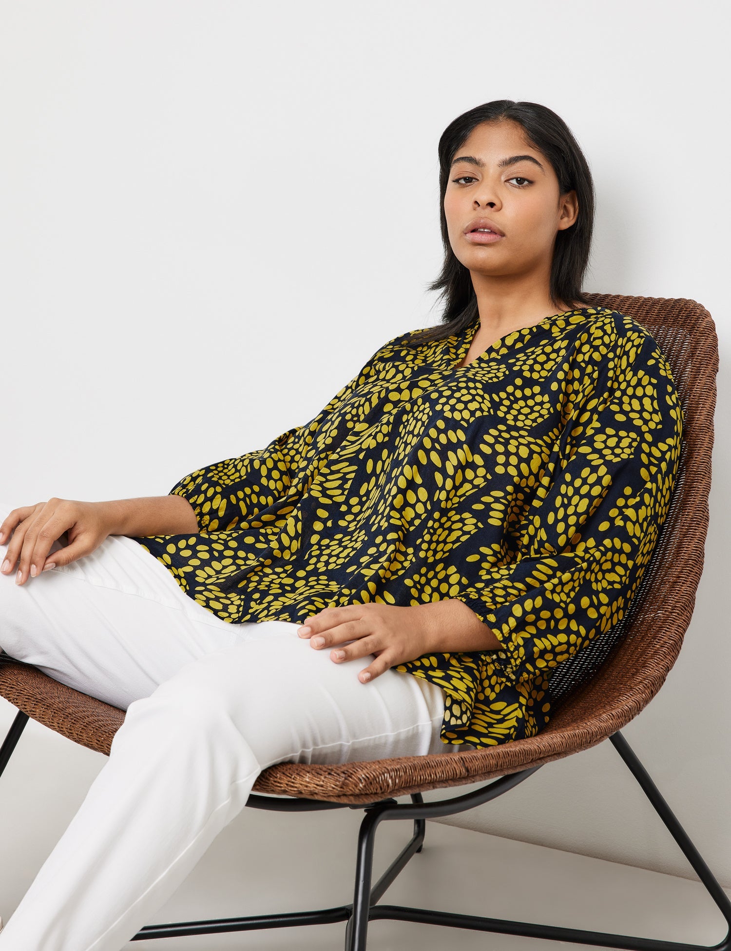 3/4-Sleeve Blouse Made Of Cotton Voile