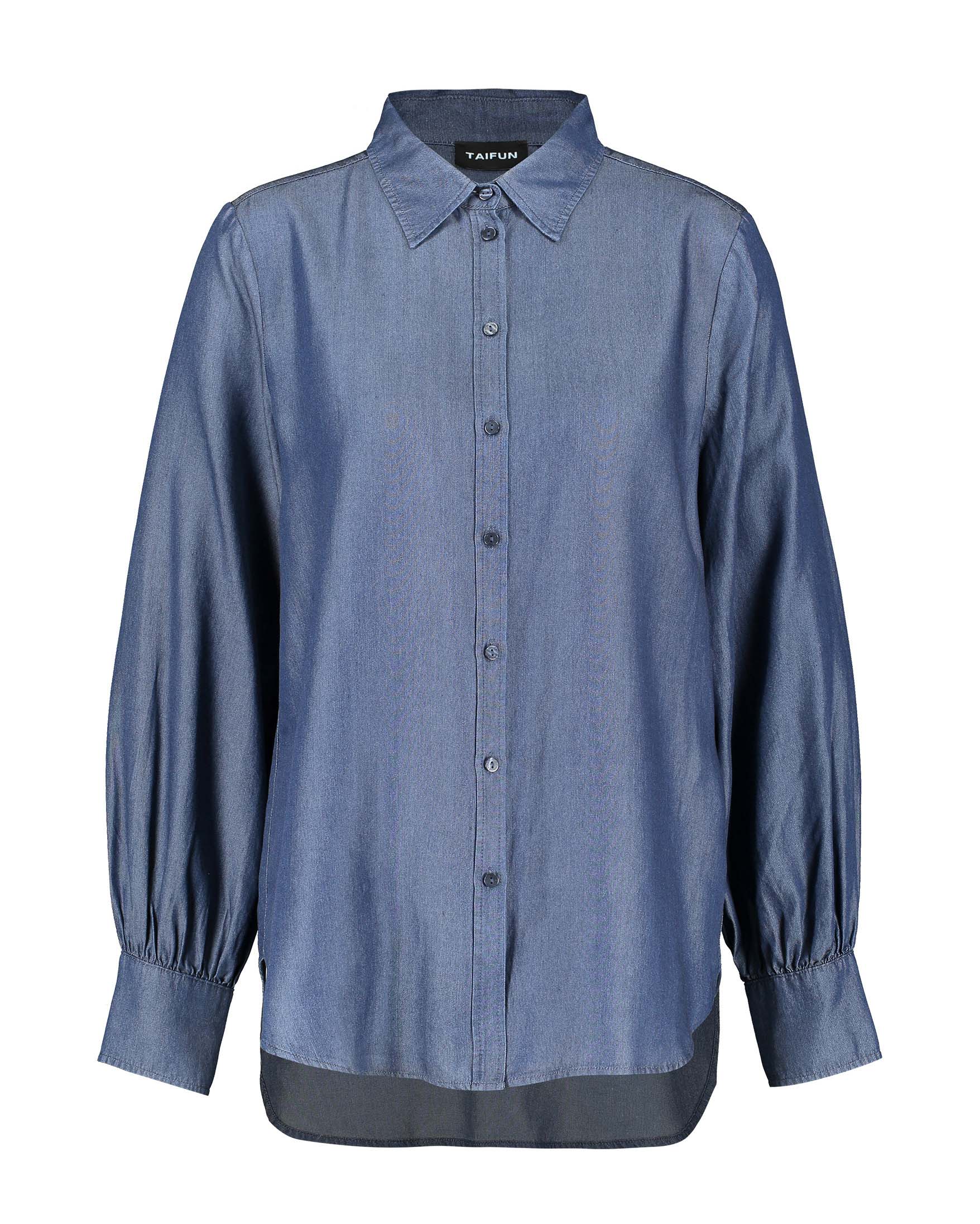 Dark Blue Soft Shirt Blouse In A Denim Look