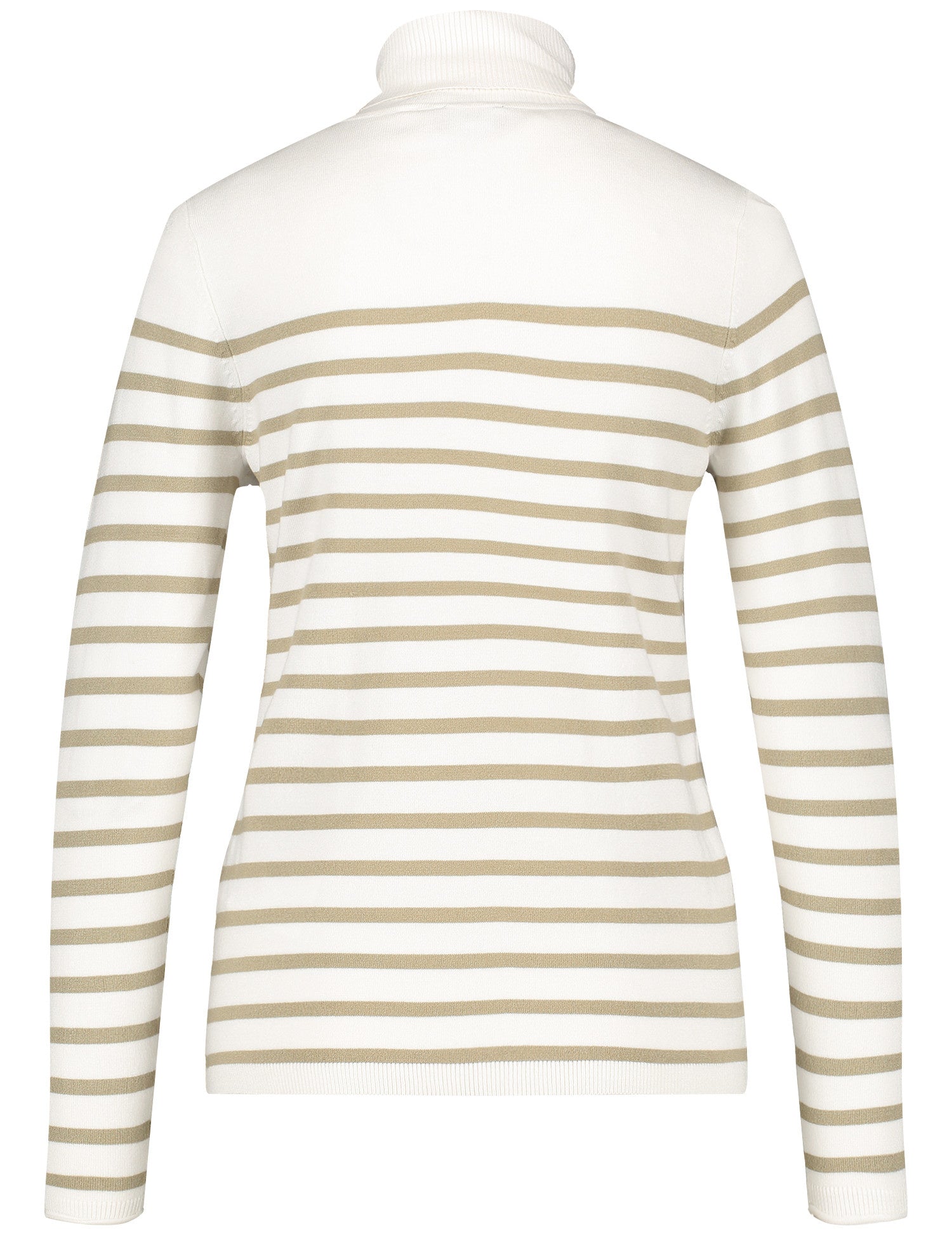 Beige Striped Turtleneck Sweater