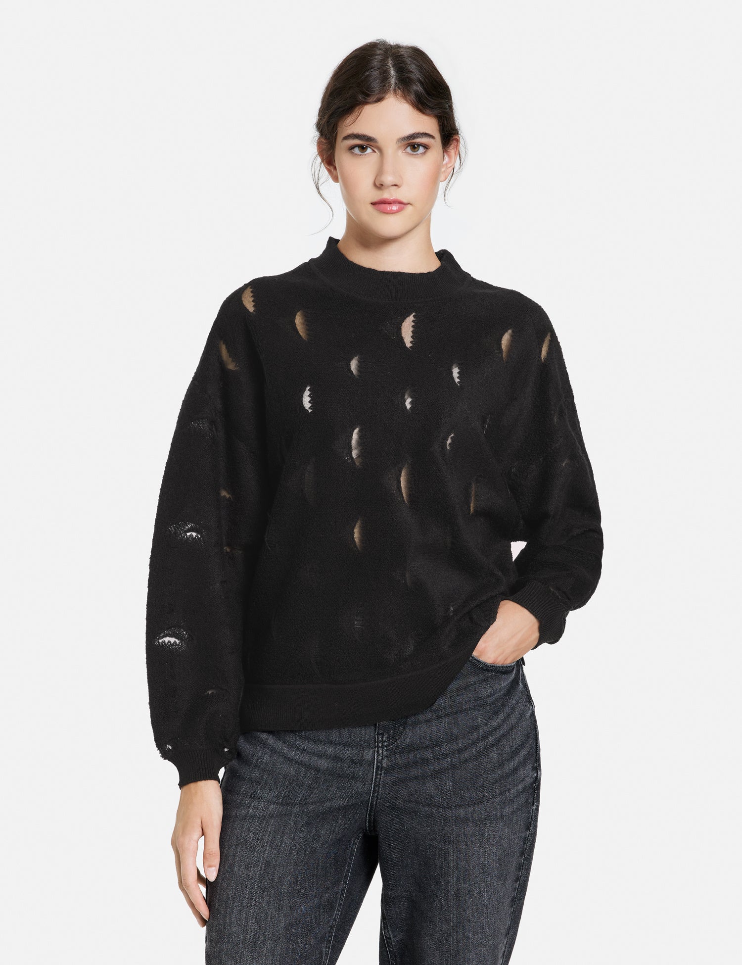 Black Jumper With Sheer Details