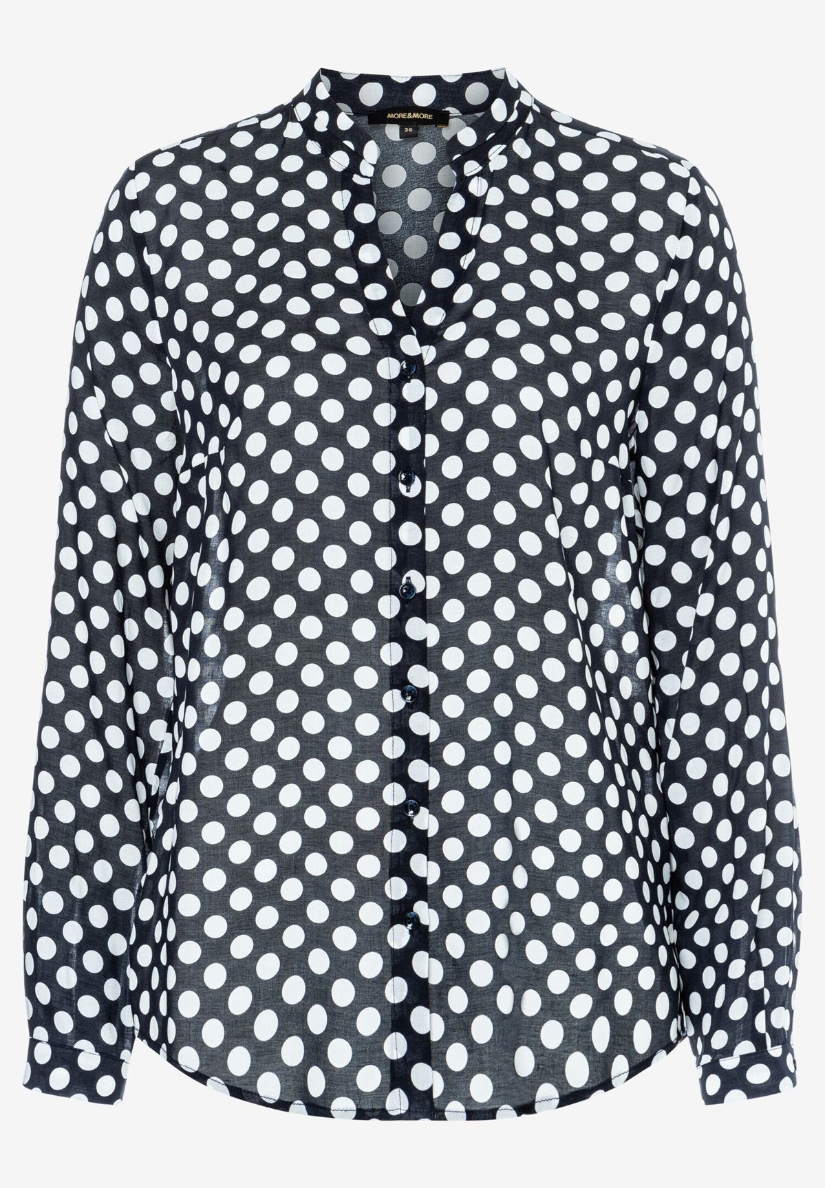 Navy/White Viscose Blouse With Polka Dot Print_41812438_2375_02