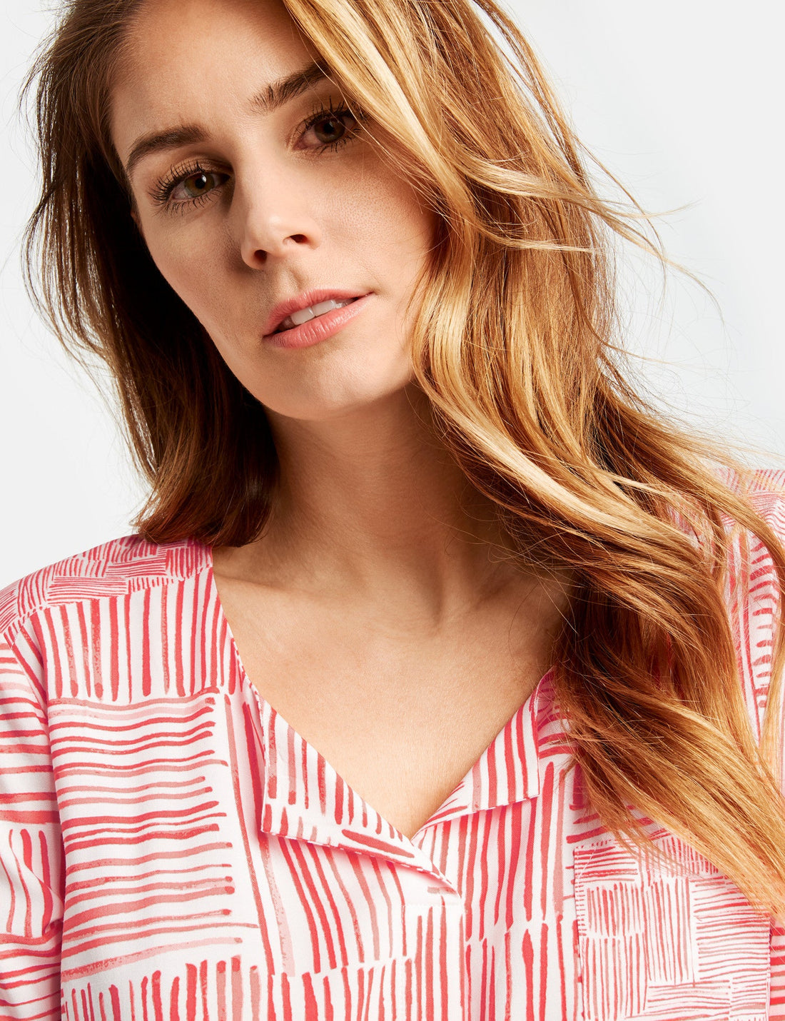 Red Blouse 3/4-Sleeve