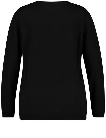 Black Pullover Long-Sleeve Roundneck