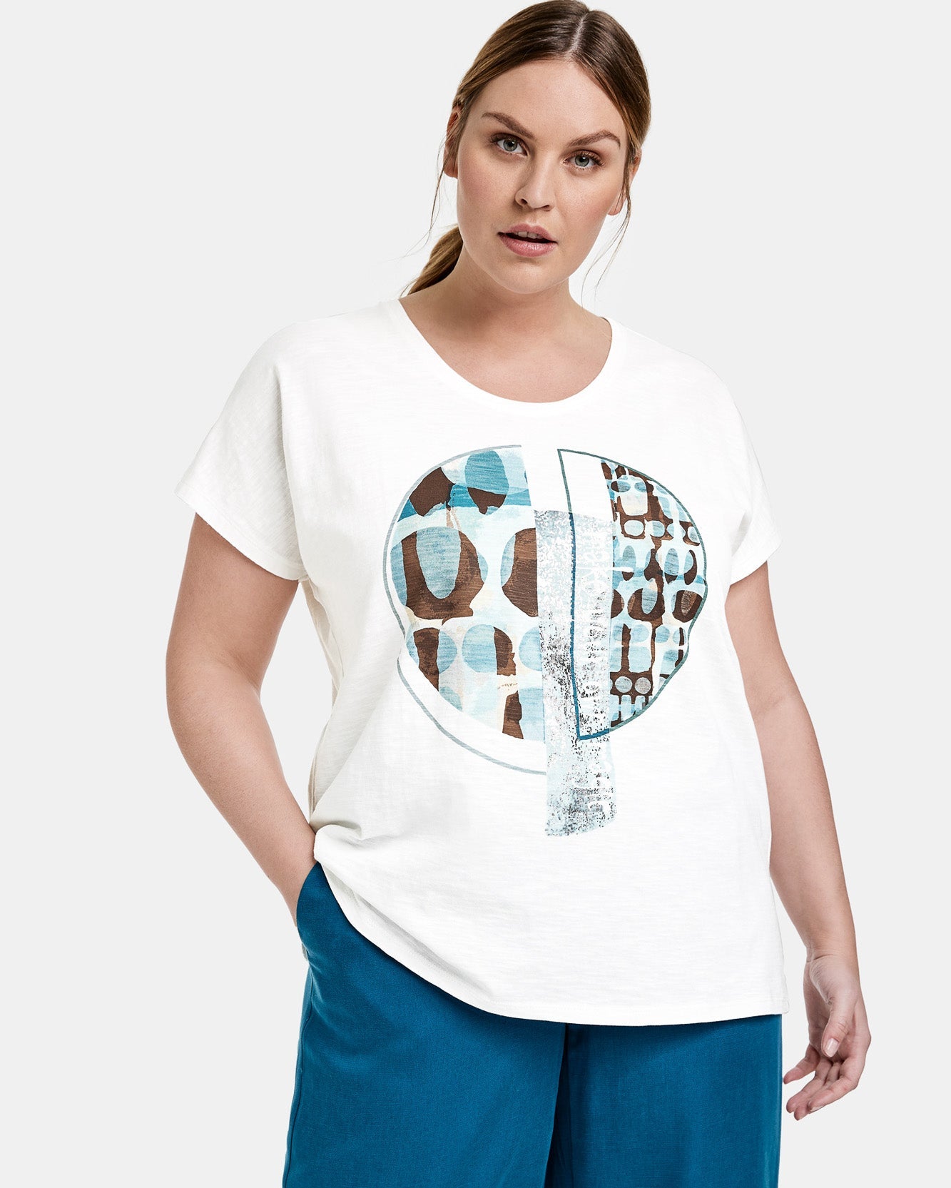 White T-Shirt Short-Sleeve Roundneck