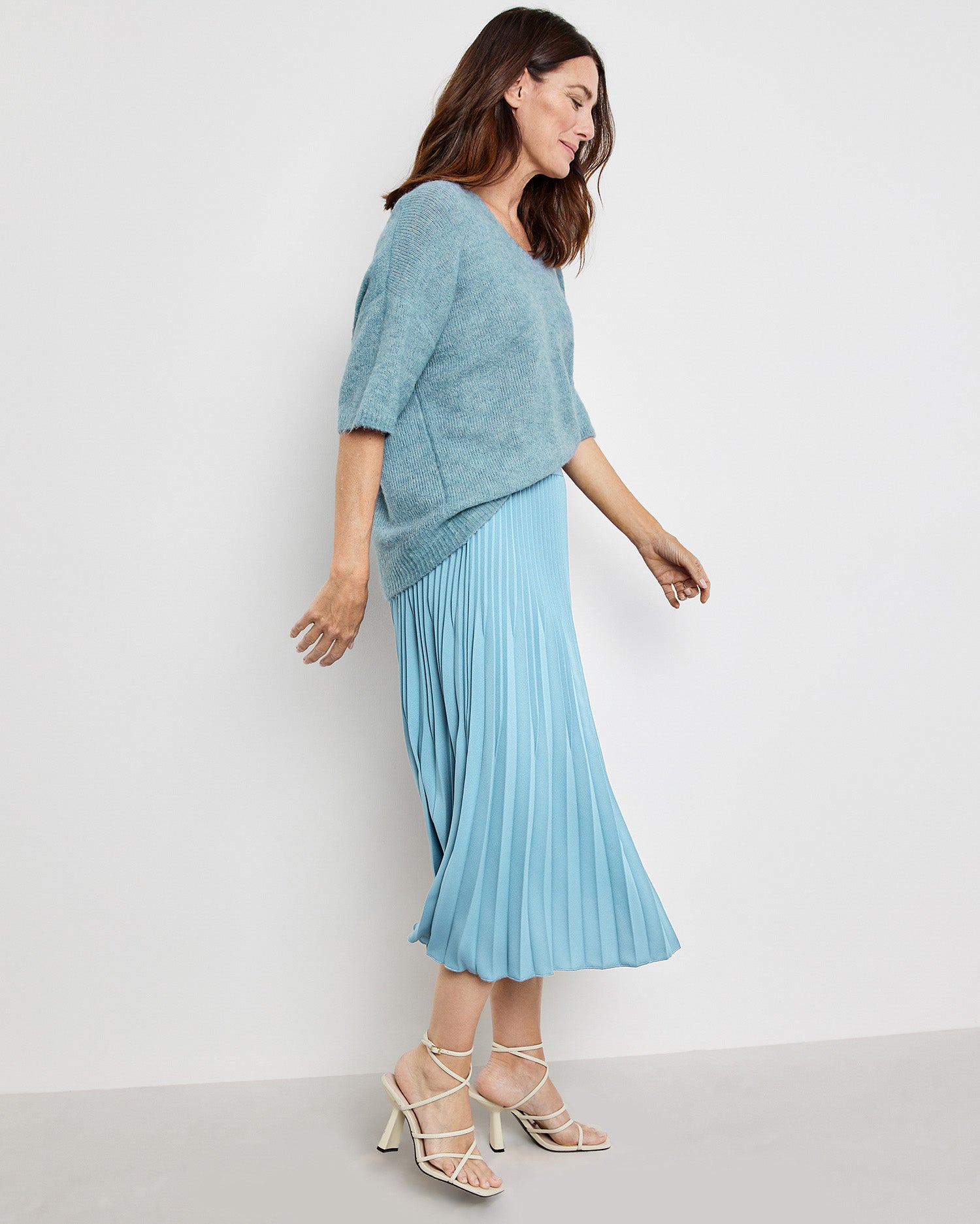Light Blue Pleated Skirt