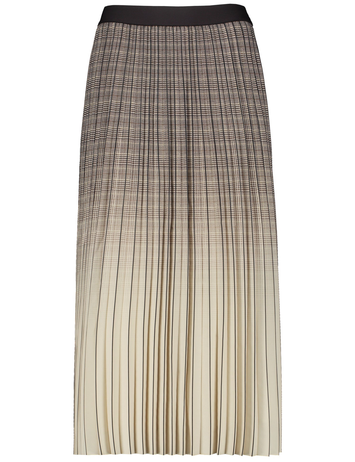 Beige Checked Pleated Skirt