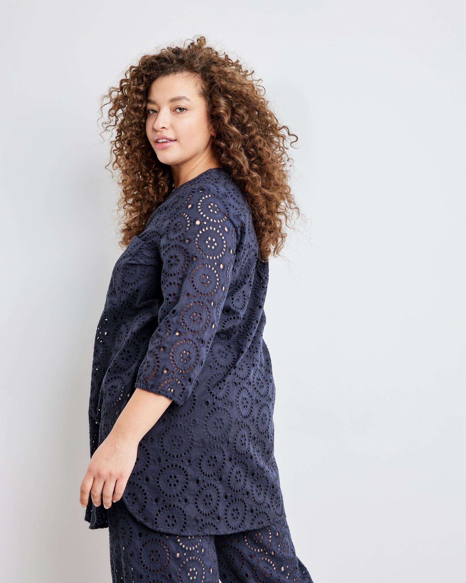 Dark Blue Blouse 3/4 Sleeve