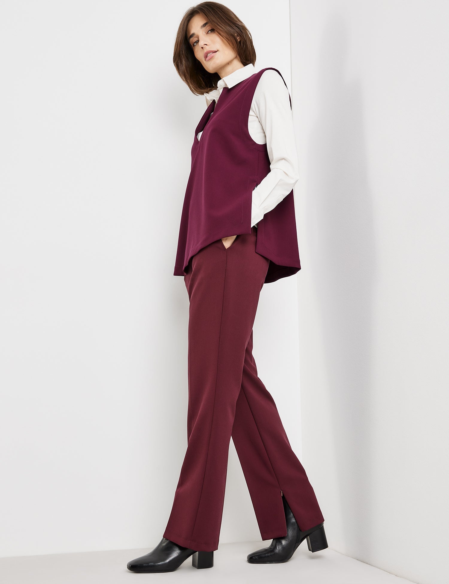 Red Sleeveless Blouse