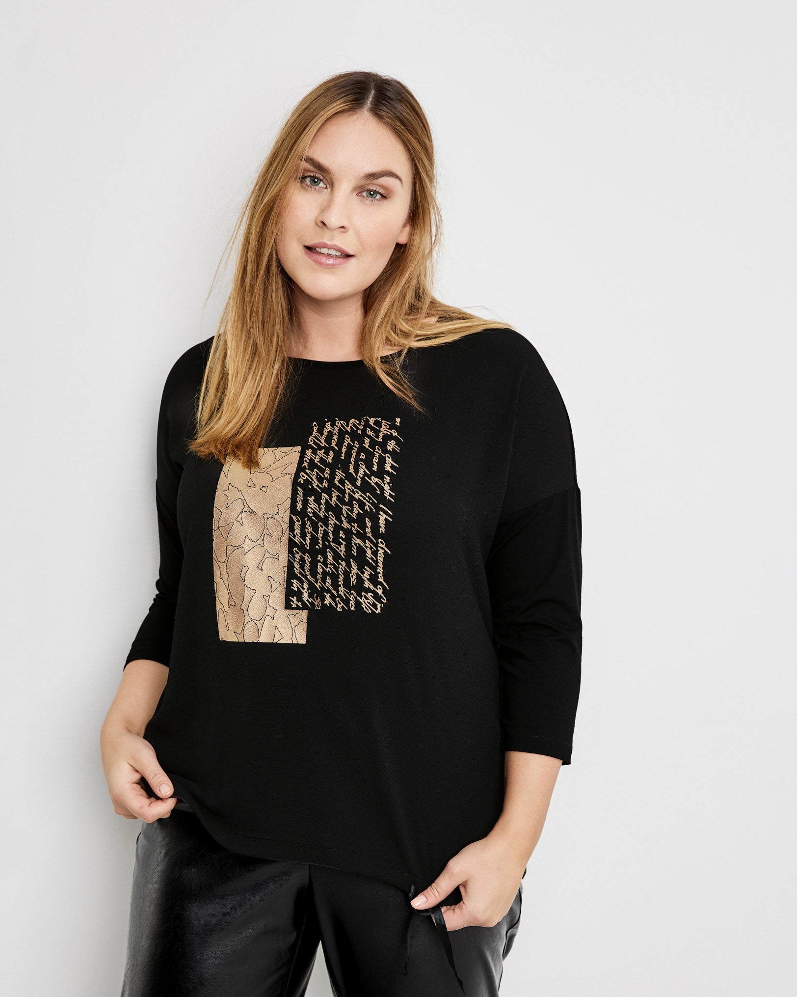 Black T-Shirt 3/4 Sleeve