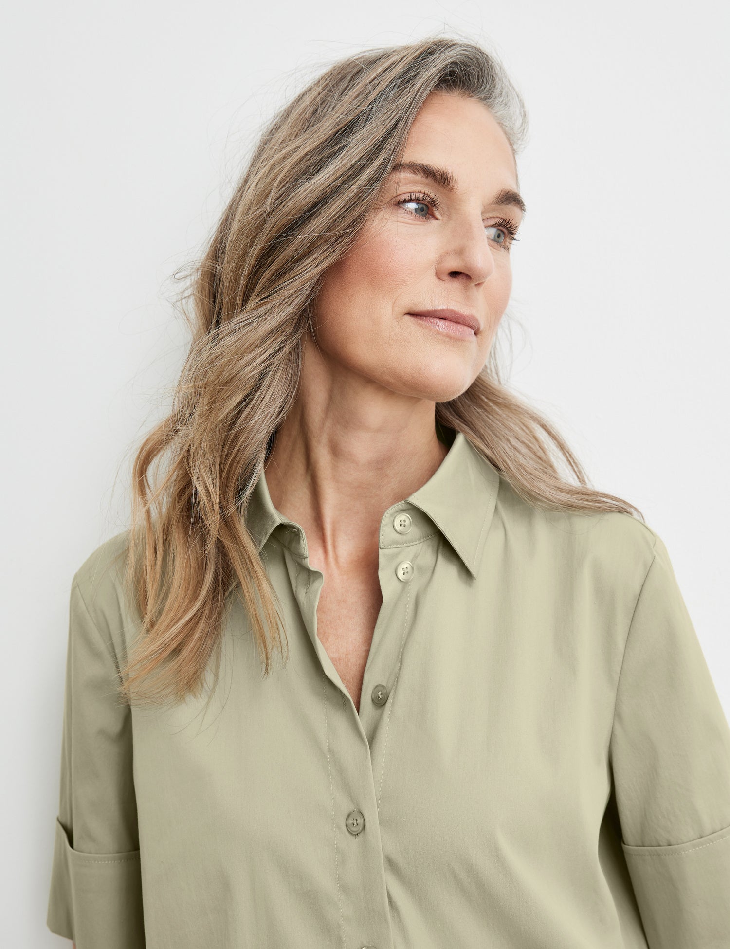 Blouse With Mid-Length Sleeves With Turn-Ups
