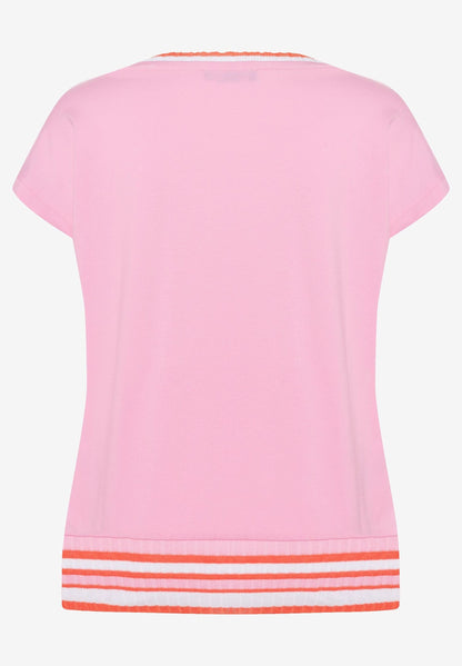 Pink T-Shirt With Knitted Cuffs_41020058_0827_04