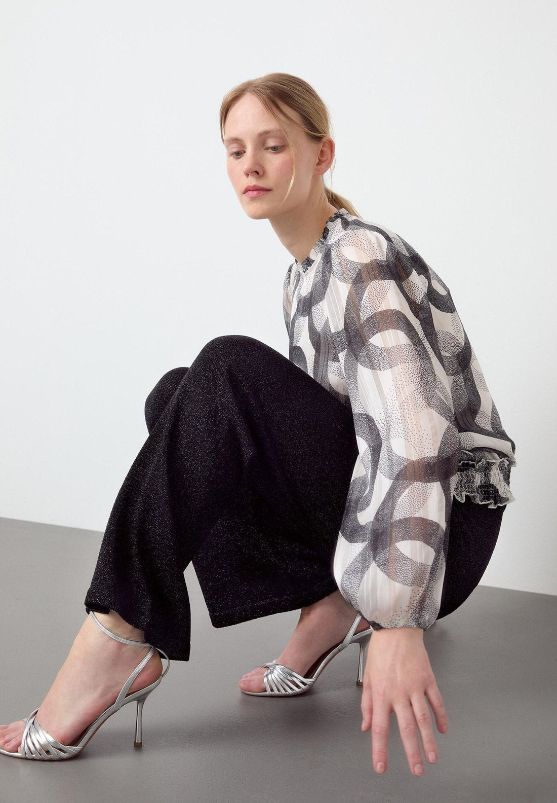 More &amp;  More_Printed Blouse with Shiny Stripes_41652083_2031_01