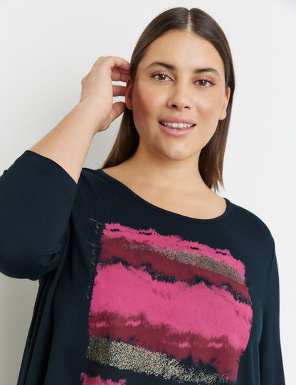 Casual 3/4-Sleeve Top With A Front Print_471007-26111_8102_04