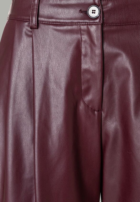 More &amp; More_Dark Wine_Cropped Faux Leather Pants_51424094_0574_02