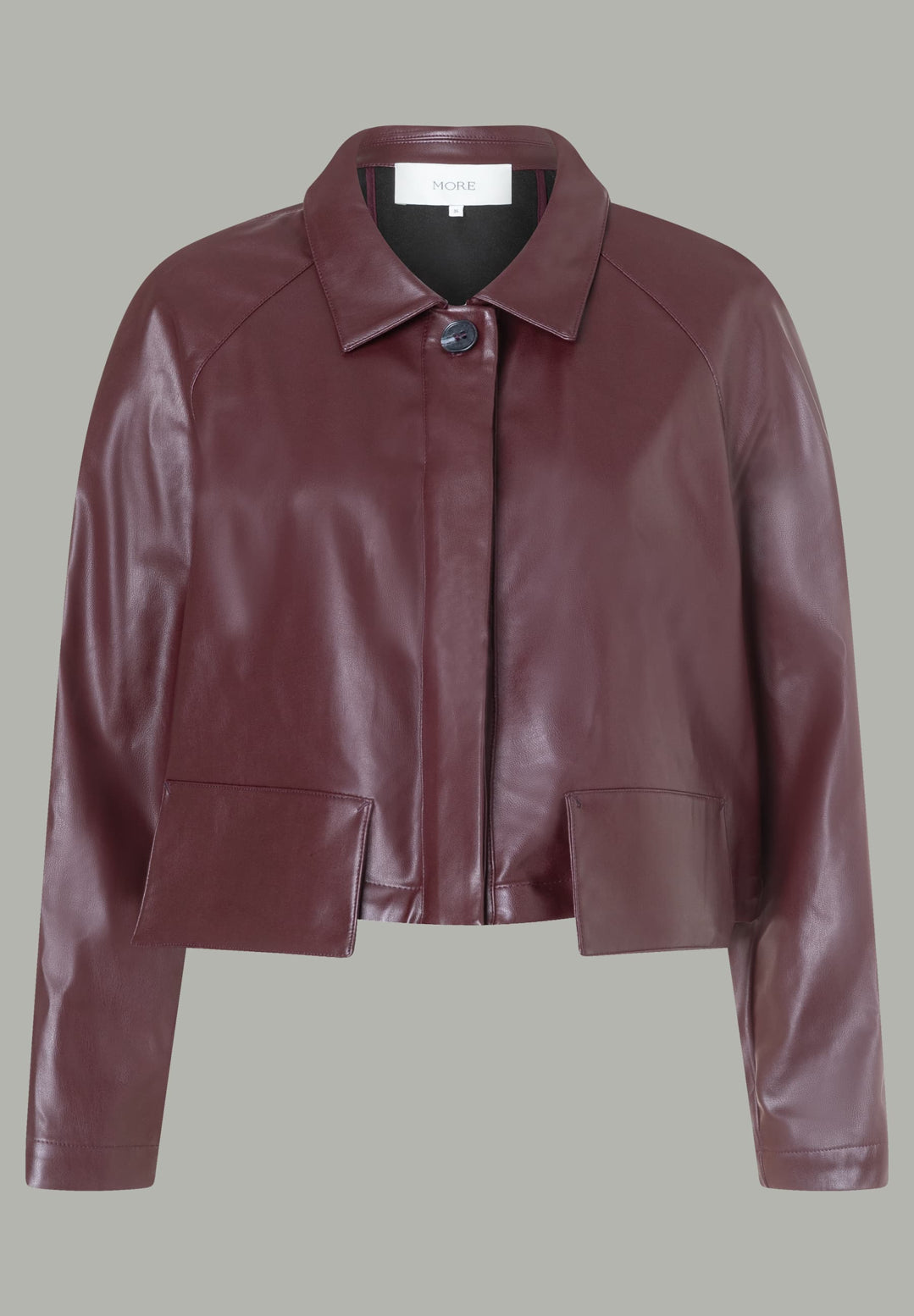 More &amp; More_Dark Wine_Leatherette Short Raglan Jacket_51426094_0574_01