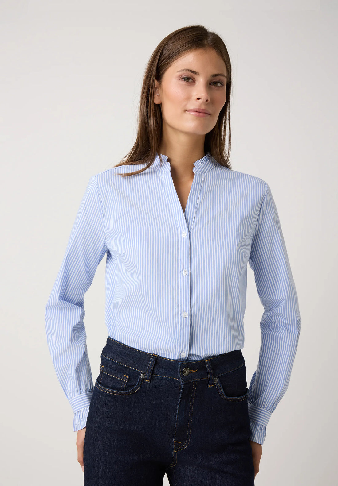 More &amp; More_Blouse Stripe Lightblue White_Striped Blouse_51912476_2306_01