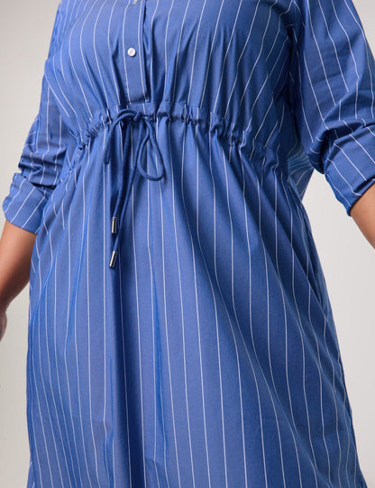 Samoon_Cotton Dress with a Striped Pattern and Drawstring_680607-21126_8962_09