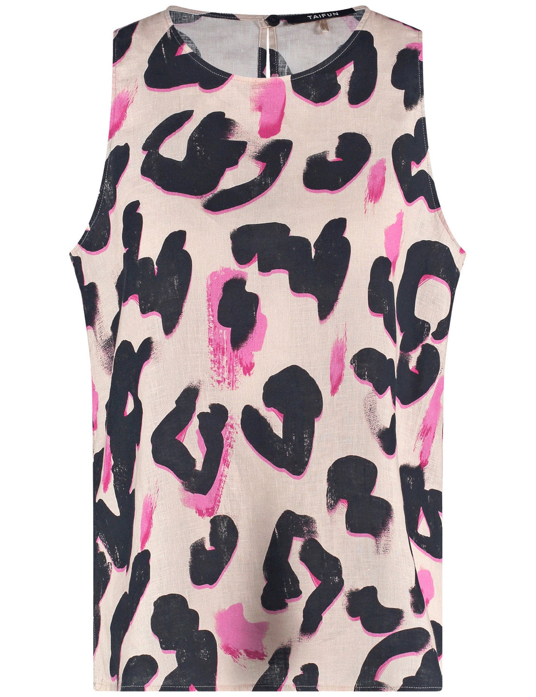 Taifun_Sleeveless Linen Blouse with Leo Print_760366-11223_9612_01