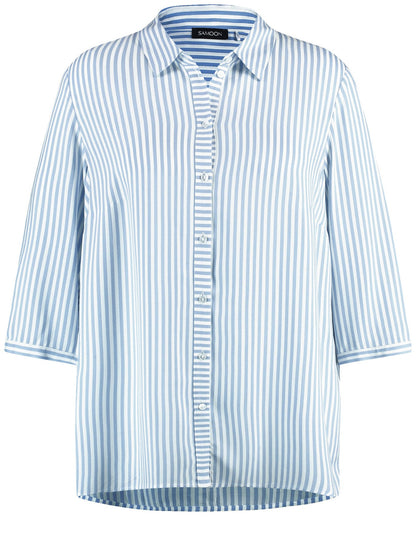 Samoon_Striped Blouse with 3/4-Length Sleeves_960985-29146_8952_03