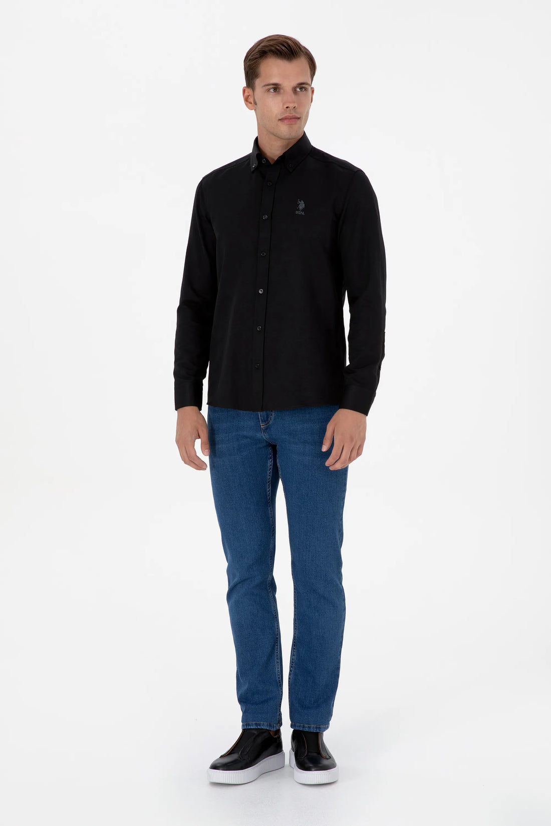 U.S. Polo Assn._Black_Woven Shirt Basic_G081GL0040 2225582_VR046_02