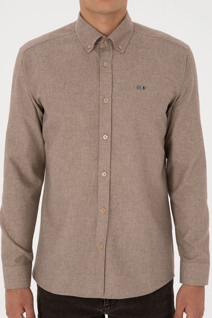 U.S. Polo Assn._Camel_Woven Shirt_G081GL0040 2332993_VR015_06
