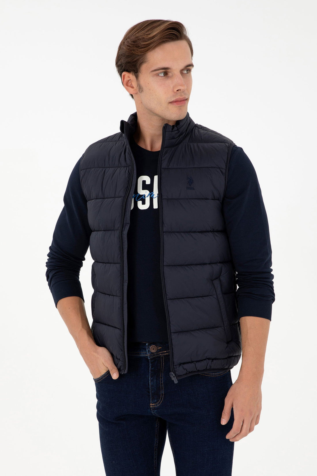 Blue Quilted Puffer Vest_G081GL0100 1946066_VR033_01