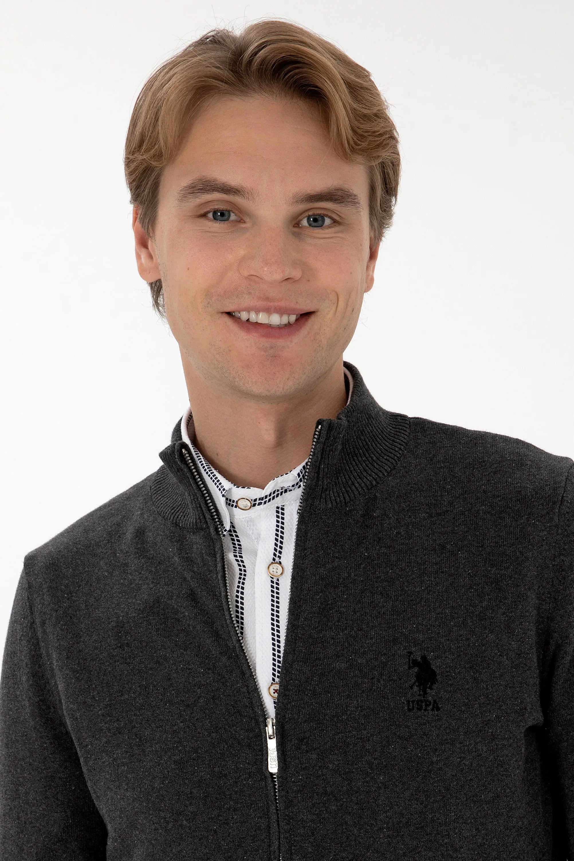 U.S. Polo Assn._Antrasit Melanj_Knitting Cardigan Basic_G081GL0TH0 2226681_VR081_03