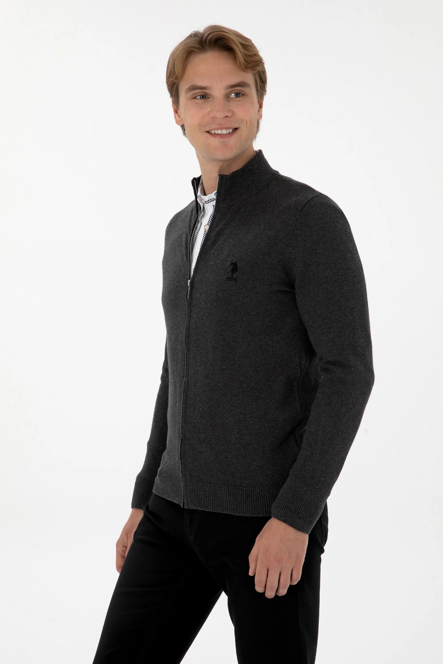 U.S. Polo Assn._Antrasit Melanj_Knitting Cardigan Basic_G081GL0TH0 2226681_VR081_05