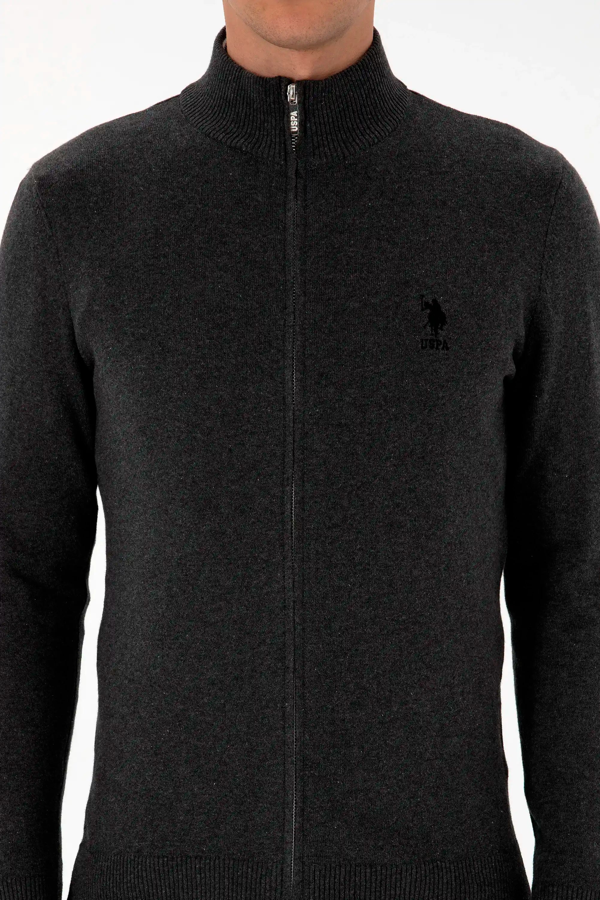 U.S. Polo Assn._Antrasit Melanj_Knitting Cardigan Basic_G081GL0TH0 2226681_VR081_012
