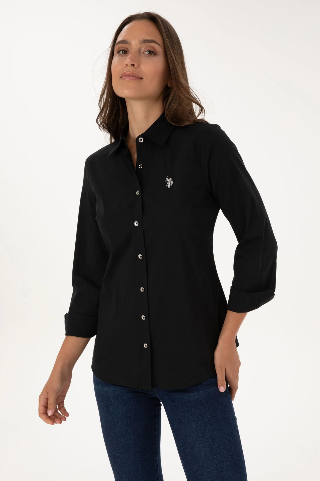 U.S. Polo Assn._Black_Woven Shirt Basic_G082SZ0040 2230190_VR046_01