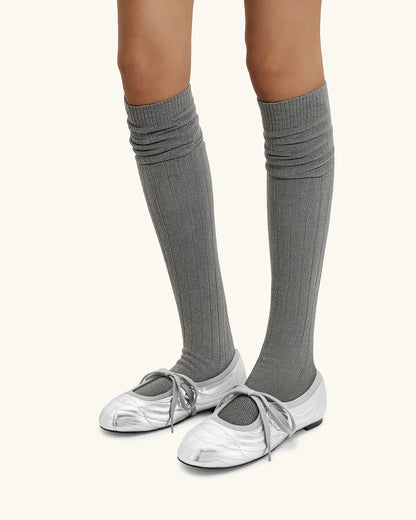 JW PEI_Silver_Erika Topstitching lace-up ballet Flats- Silver_JF30619-9_81_02